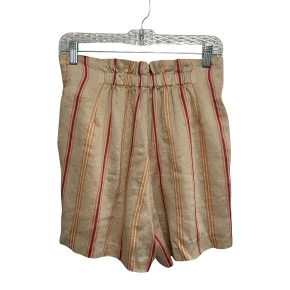 NWT Joie Maelina Linen Striped Paperbag High Waist Shorts in Porcelain - Size M - Picture 4 of 8